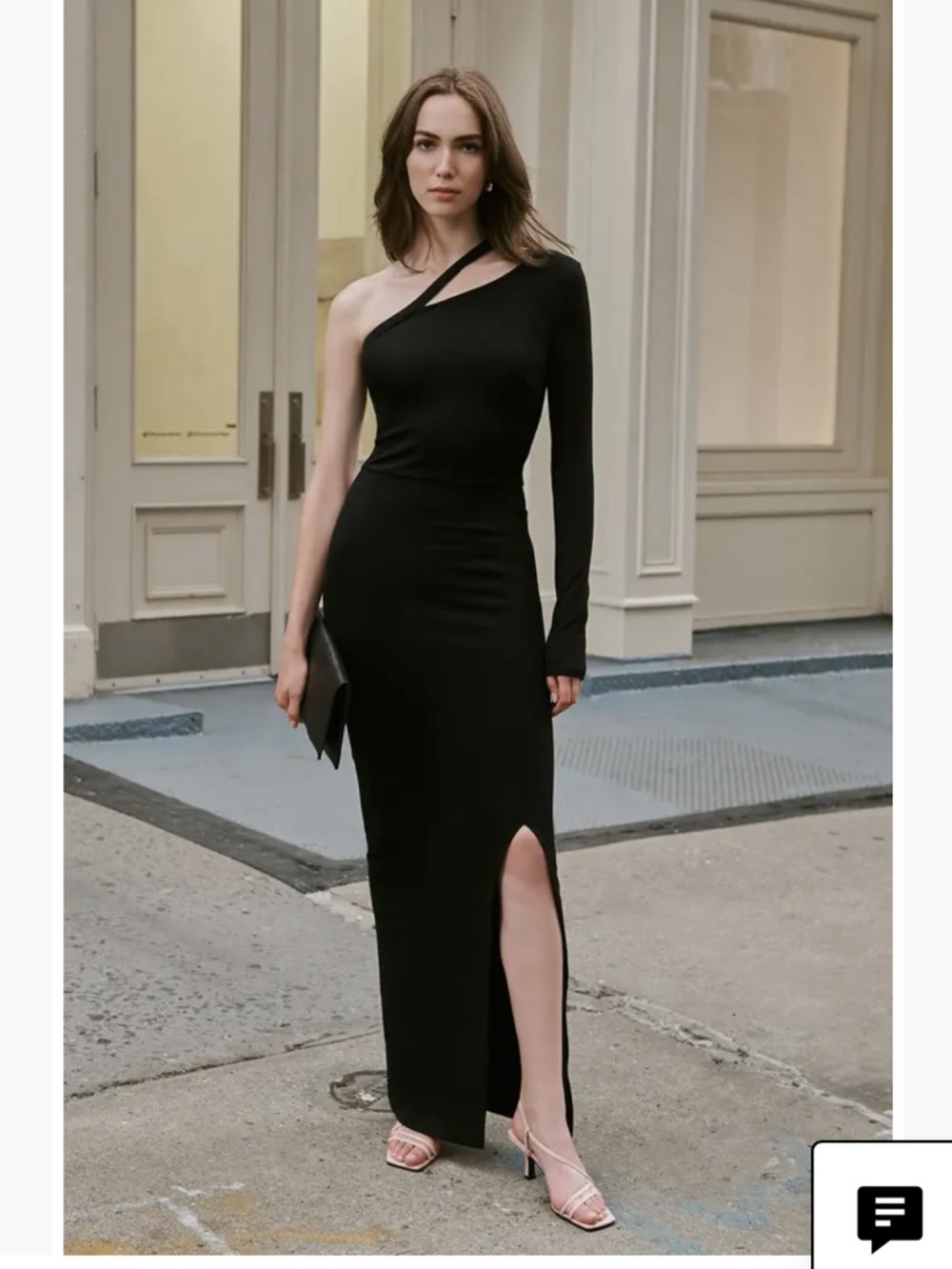MARELLA One-Shoulder Black Maxi Dress Lydia Gown size L formal